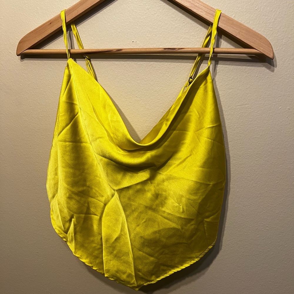 Yellow satin top, perfect for spring and summer!